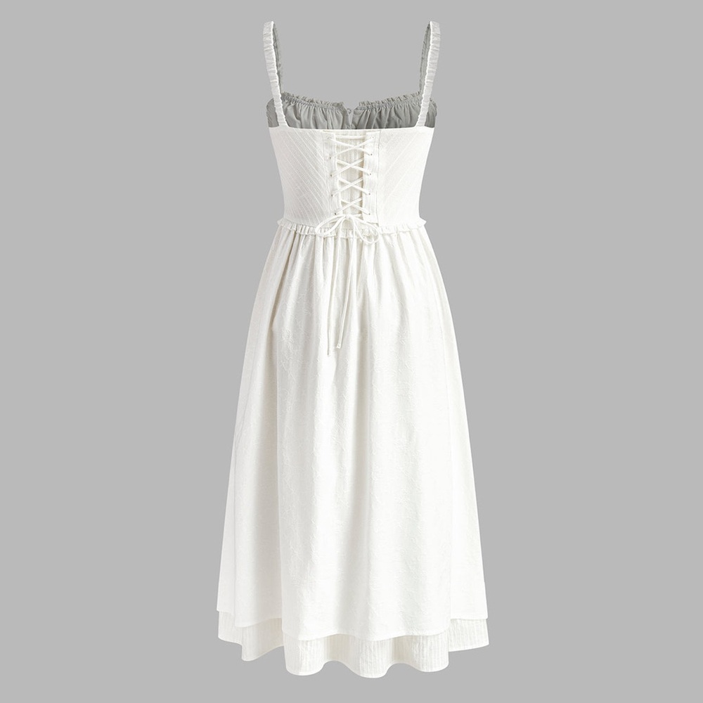 Commense Ruffle Hem Cami Plain Midi Dress - Picture 7 of 16